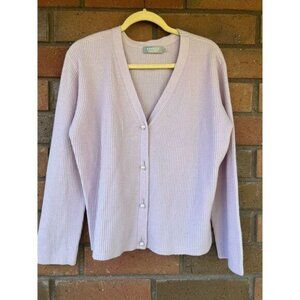 Ravella Valentina Cashmere Cardigan Lavender Lilac Womens Size XL Pearl Buttons